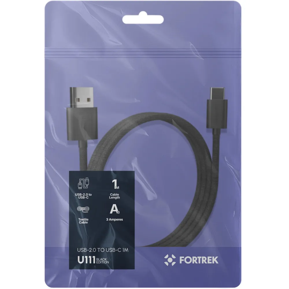 Cabo Tipo C Fortrex 1m - USB-2.0 to USB-C - 3 A - U111